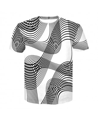 Fashion 3D Lines Abstract Design Short Sleeve T-Shirts for Men