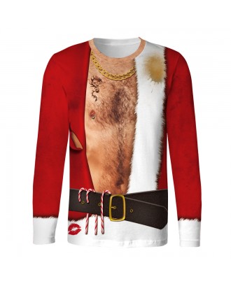 Men's Ugly Christmas Funny Sweatshirts 3D Printed Novelty T-shirts Xmas Fancy Men Pullover