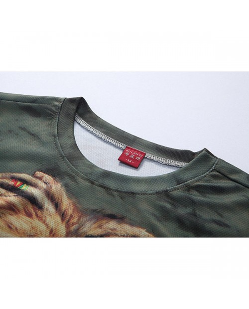Summer Casual Tee Top 3D Hip-Pop Lion Printed Round Neck Short sleeve T-shirt for Men
