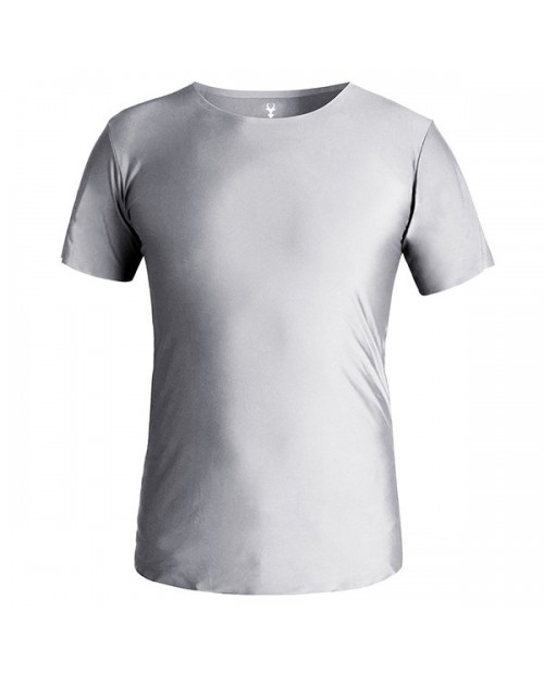 Mens Summer Ice Silk Breathable Comfortable Solid Color Casual T-shirt Sport Tops