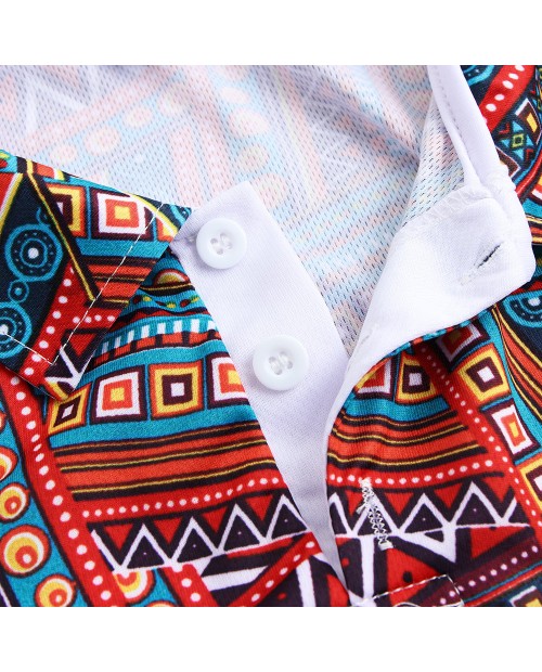 Mens Ethnic Style Stripe Printed Summer Short Sleeve Casual Fashion Henley Shirts