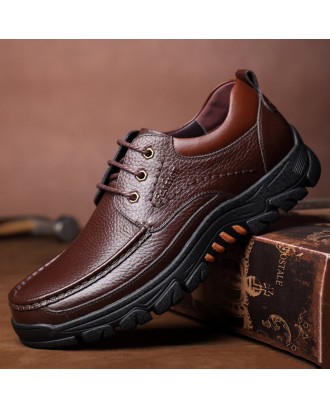 Men Genuine Cow Leather Waterproof Non Slip Soft Sole Casual Shoes