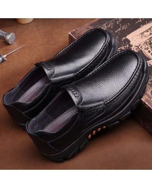 Men Genuine Cow Leather Waterproof Comfy Non Slip Soft Slip On Casual Shoes