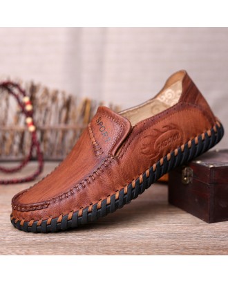 Men Hand Stitching Super Soft Sole Slip On Casual Loafers