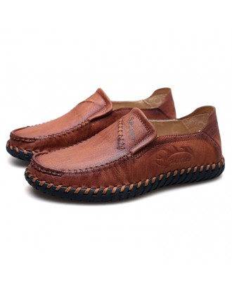 Men Hand Stitching Super Soft Sole Slip On Casual Loafers