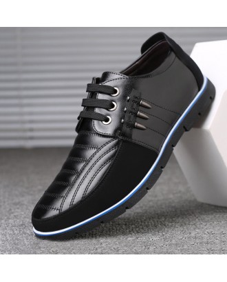 Men Genuine Leather Non-slip Splicing Large Size Soft Sole Casual Driving Shoes