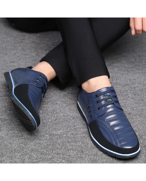 Men Genuine Leather Non-slip Splicing Large Size Soft Sole Casual Driving Shoes