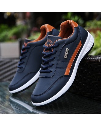 Men Microfiber Leather Comfy Soft Lace Up Sport Running Casual Sneakers