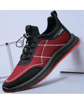 Men Mesh Breathable Elastic Lace Up Casual Sport Running Shoes