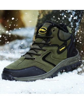 Large Size Men Outdoor Keep Warm Plush Waterproof Hiking Shoes