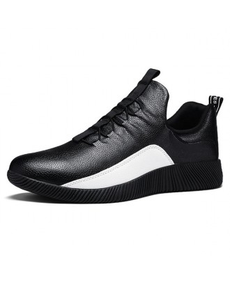 Men Leather Slip Resistant Wear-resistant Sport Sneakers