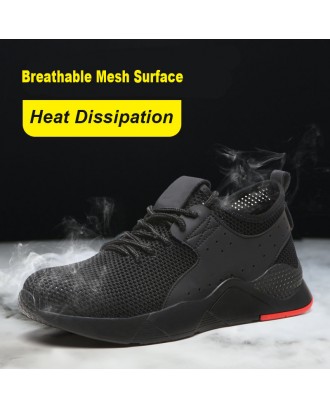 Men Mesh Breathable Steel Toe Cap Anti Smash Slip Resistant Safety Work Shoes
