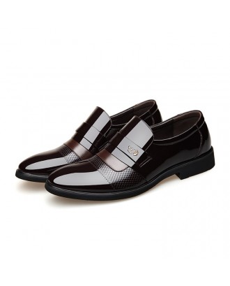 Men Microfiber Leather Slip On Business Formal Dress Shoes