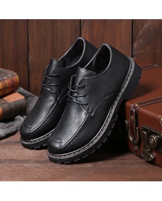 Men Pure Color PU Leather Slip Resistant Soft Casual Shoes