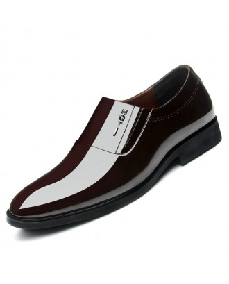 Men Pure Color Leather Slip Resistant Slip On Casual Formal Shoes