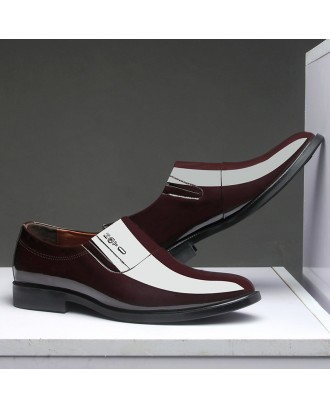 Men Pure Color Leather Slip Resistant Slip On Casual Formal Shoes