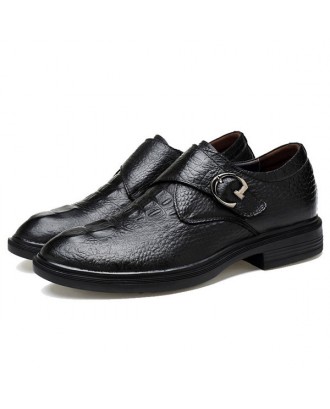 Men Large Size Cow Leather Hook Loop Business Shoes