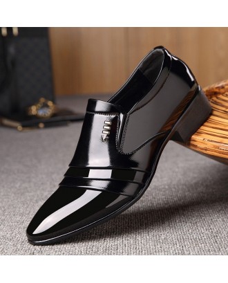 Men Leather Non Slip Slip On Business Causal Formal Dress Shoes