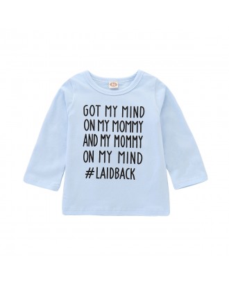 Letter Print Toddler Girls Boys Long Sleeve T-shirt Tops For 1Y-7Y
