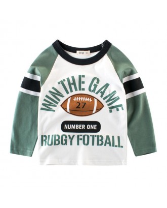 Letter Printed Boys Kids Long Sleeve T-Shirts Tops For 2Y-11Y