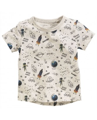 Universe Printed Toddler Boys Summer Short Sleeve Tops For 1Y-9Y
