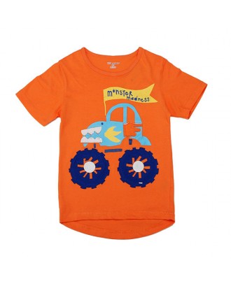 Little Maven Orange Lovely Car Boy Cotton Short Sleeve T-shirt Top