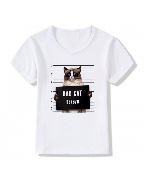 3D Cat Pattern Toddler Boys Girls Kids Short Sleeve Tops T-shirt For 3Y-13Y