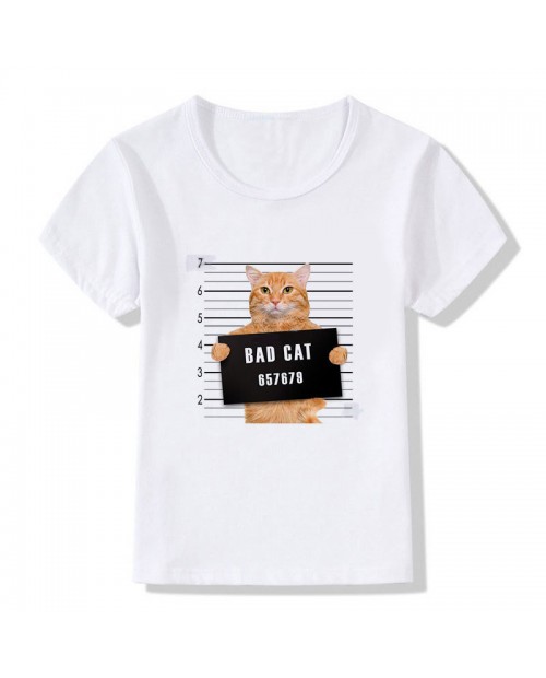 3D Cat Pattern Toddler Boys Girls Kids Short Sleeve Tops T-shirt For 3Y-13Y