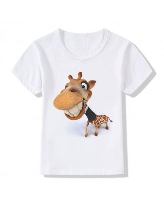3D Giraffe Pattern Toddler Boys Girls Cotton T-shirt For 3Y-13Y