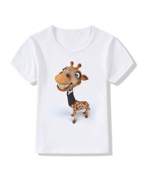 3D Giraffe Pattern Toddler Boys Girls Cotton T-shirt For 3Y-13Y