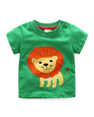 Cute Animal Pattern Boys Toddler Kids Short Sleeve Cotton T-Shirt For 1Y-9Y