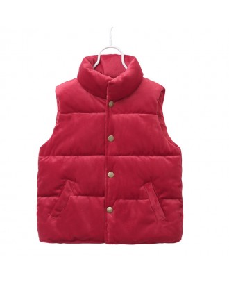 Casual Stand Collar Boys Waistcoat Coat Kids Down Jacket For 4Y-13Y