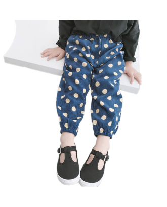 Toddler Striped Dot Pattern Casual Corduroy Pants With Open Crotch For 2-11Y