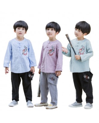 Ethnic Style Boy's Cotton And Linen Shirt Or Pant For 2-11Y