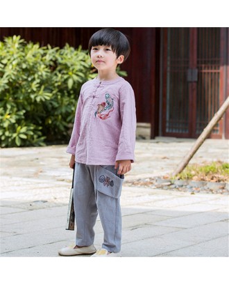 Ethnic Style Boy's Cotton And Linen Shirt Or Pant For 2-11Y