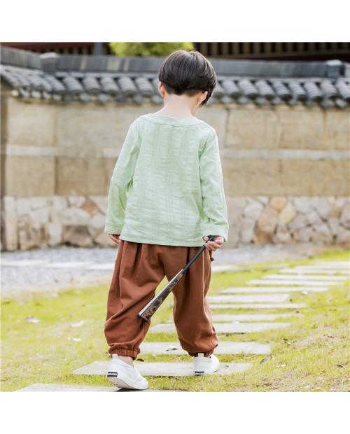 Boy's Folkways Style Cotton And Linen Shirt Or Pant For 2-11Y
