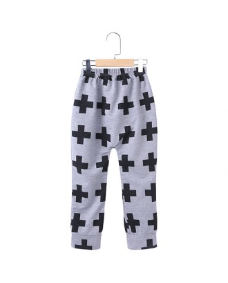 Cross Pattern Toddler Boys Cotton Long Pants Trousers Bottoms For 1Y-11Y