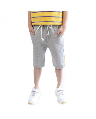 Striped Boys Kids Elastic Waistband Sport Soft Cotton Shorts Pants For 4Y-15Y