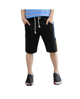 Striped Boys Kids Elastic Waistband Sport Soft Cotton Shorts Pants For 4Y-15Y