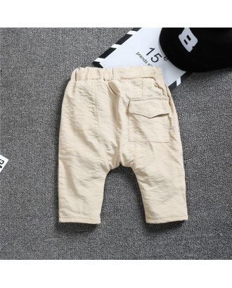 Kids Summer Pockets Solid Cotton Pants