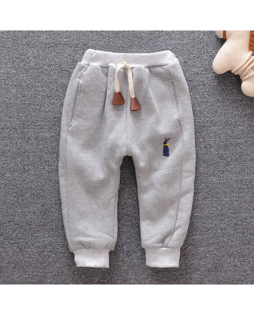 Baby Boy's Cartoon Plus Velvet Thicken Casual Pants For 1-5Y