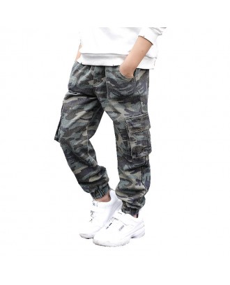 Camouflage Boys Kids Outdoor Sport Multi-pocket Pants For 6Y-15Y