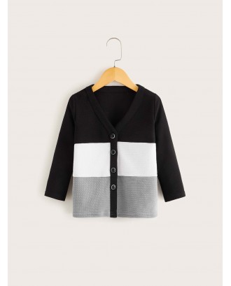 Toddler Girls Cut And Sew Button Front Coat