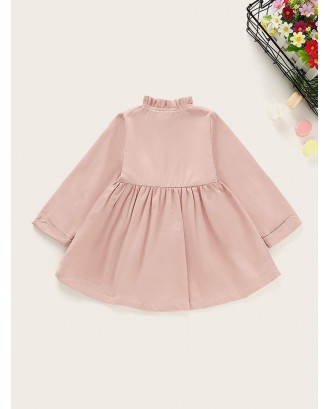 Toddler Girls Frill Trim Single Breasted Flare Coat