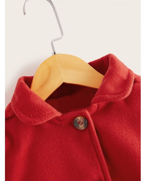 Toddler Girls Slant Pockets Hooded Tweed Coat