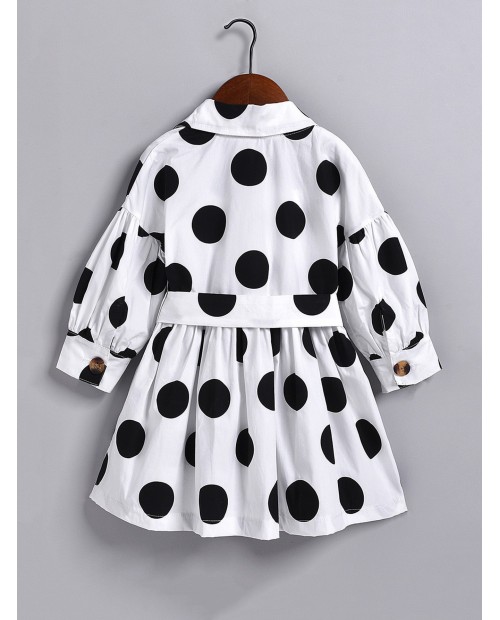 Toddler Girls Polka Dot Double Breasted Belted Trench Coat