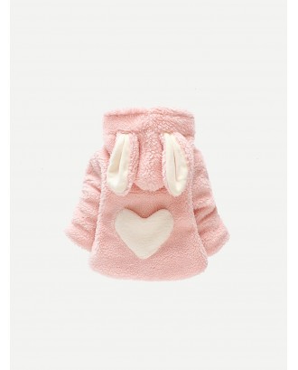 Toddler Girls Heart Pocket Rabbit Hooded Teddy Coat