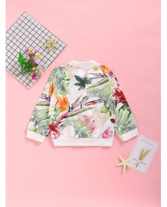 Toddler Girls Tropical Print Bomber Jacket