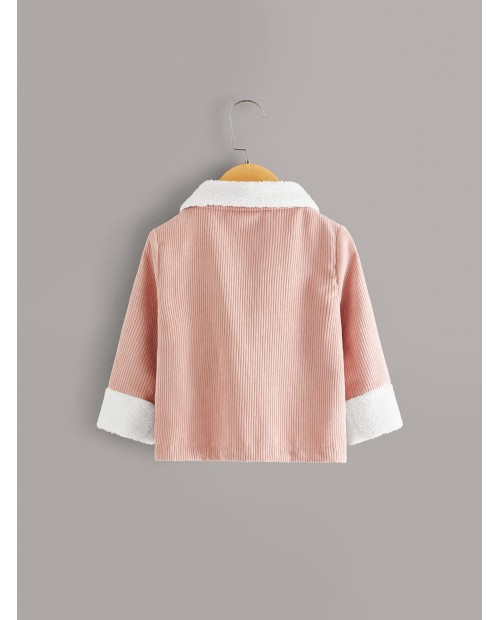 Toddler Girls Contrast Shearling Rib-knit Corduroy Jacket