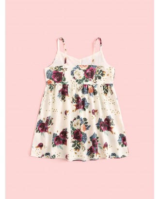 Toddler Girls Floral Print Half Button Slip Dress